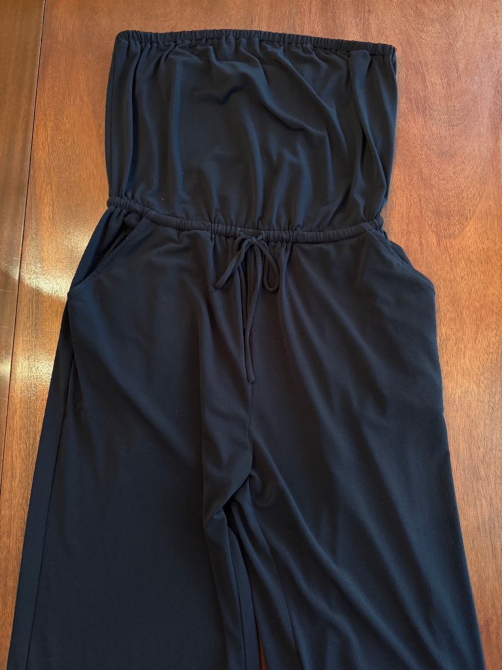 Express Black Strapless Jumpsuit with Drawstring Waist and Packets